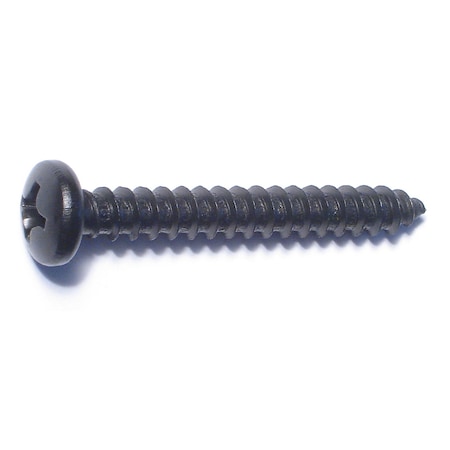 Midwest Fastener Sheet Metal Screw, #14 x 2 in, Black Steel Pan Head Phillips Drive, 4 PK 79432